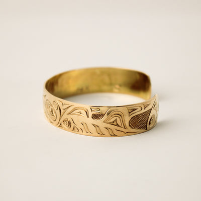 14K Gold Orca Bracelet by James Sawyer (Haida)