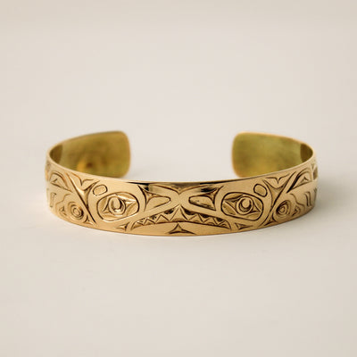 14K Gold Orca Bracelet by James Sawyer (Haida)