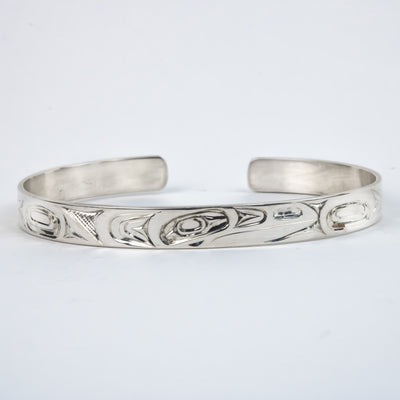 Sterling Silver Raven Bracelet by James Sawyer (Haida)