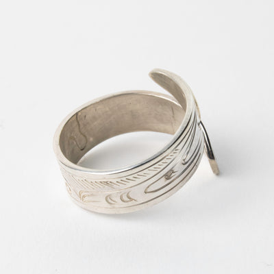 14k Gold & Sterling Silver Hummingbird Wrap Ring by Agnes Seaweed Wisden ('Namgis)