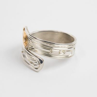 14k Gold & Sterling Silver Eagle Wrap Ring by Agnes Seaweed Wisden ('Namgis)