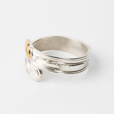 14k Gold & Sterling Silver Raven Wrap Ring by Agnes Seaweed Wisden ('Namgis)