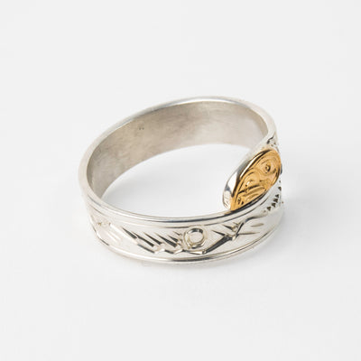 14k Gold & Sterling Silver Raven Wrap Ring by Agnes Seaweed Wisden ('Namgis)