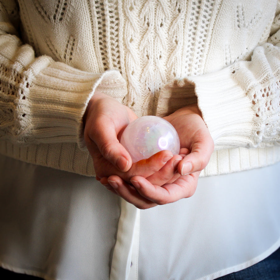 Angel Aura Rose Quartz Polished Sphere