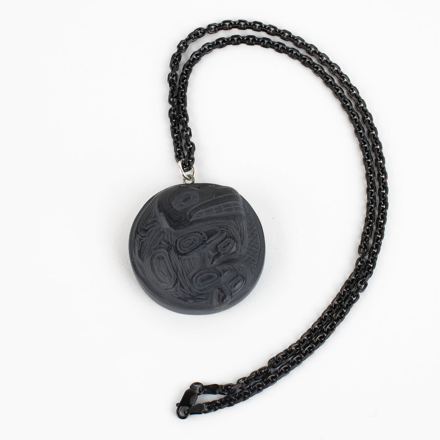 Argillite Mountain Goat Pendant by Melanie Russ (Haida)