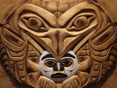 "As He Emerges" (Raven Steals the Light) Cedar Panel by Billy NC Yovanovich (Haida)