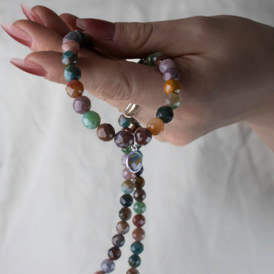 Bloodstone Necklace with  Labradorite Charm.