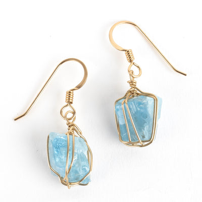 Locally made Raw Blue Topaz Earrings