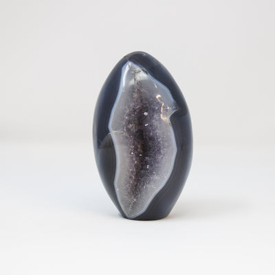 Blue Agate Amethyst Crystal Geode Polished Egg