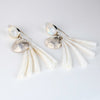 Sterling Silver Clamshell Earrings with Diamonds, Moonstone & Dentalium Shell by Morgan Asoyuf (Ts'ymsen)