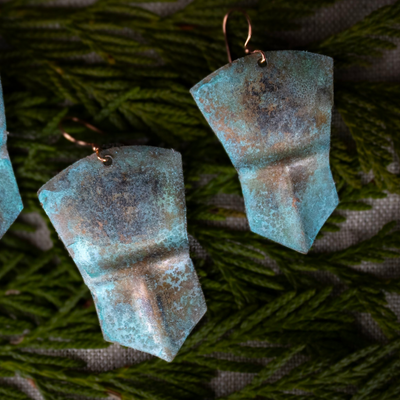 Copper Shield Earrings