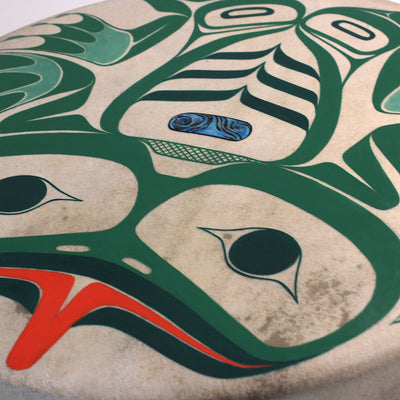 Hlk’yáan K’ustáan (Frog) Drum by Danielle Louise Allard (Haida)