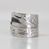 Wide Sterling Silver Raven Wrap Ring by James Sawyer (Haida) - Ring Size 11+