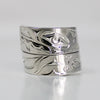 Wide Sterling Silver Wolf Wrap Ring By James Sawyer (Haida) - Ring size 11+