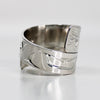 Wide Sterling Silver Wolf Wrap Ring By James Sawyer (Haida) - Ring size 11+