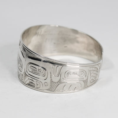 Sterling Silver Beaver Bracelet by Ding Hutchingson (Haida)