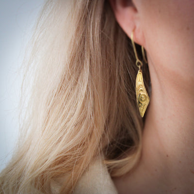 18k Gold Mouse Woman Earrings by Morgan Asoyuf (Ts'ymsen)