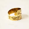 Wide 14K Gold Bear Wrap Ring by James Sawyer (Haida)