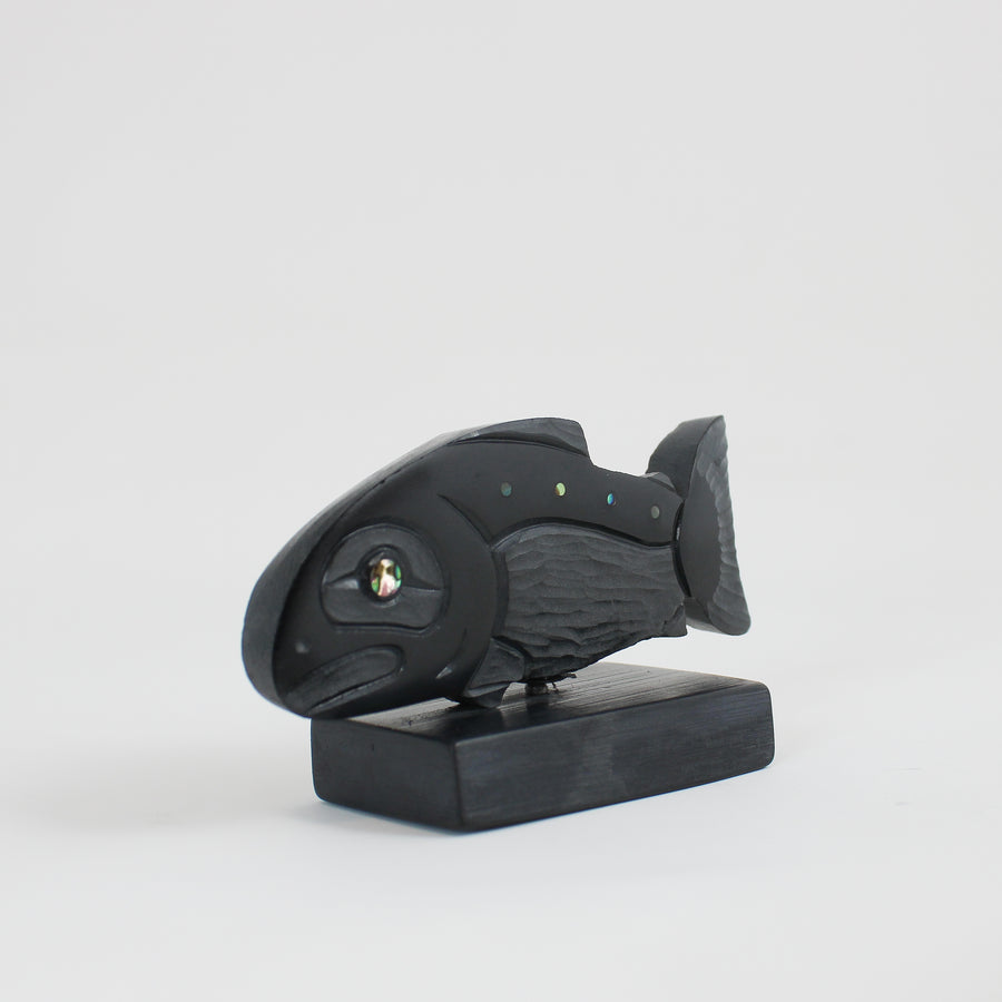 Argillite Salmon Carving by Amy Edgars (Haida)