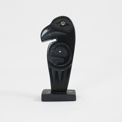 Argillite Raven & Moon Carving by Amy Edgars (Haida)