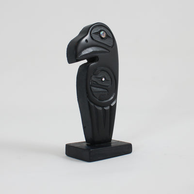 Argillite Raven & Moon Carving by Amy Edgars (Haida)