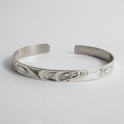 Sterling Silver Raven Bracelet by James Sawyer (Haida)