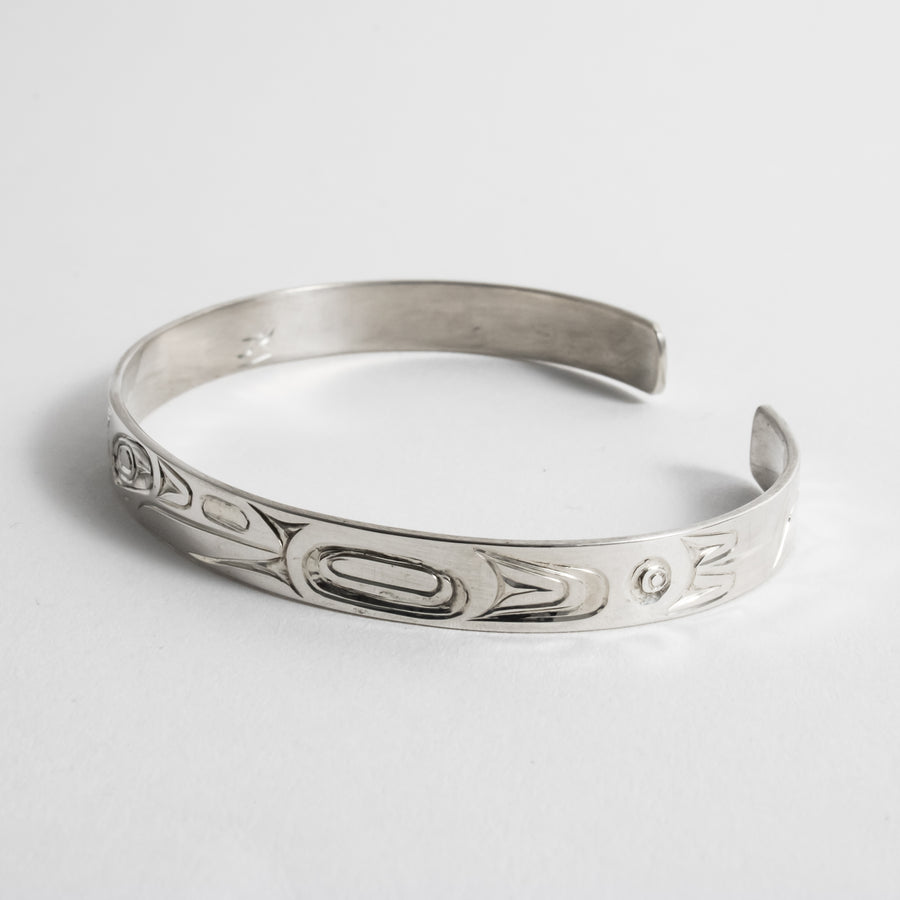 Sterling Silver Raven Bracelet by James Sawyer (Haida)