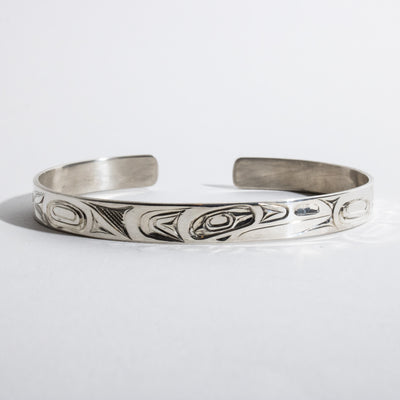 Sterling Silver Raven Bracelet by James Sawyer (Haida)