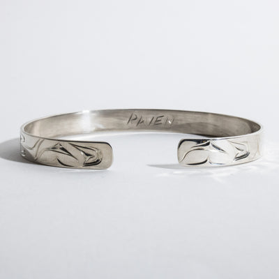 Sterling Silver Raven Bracelet by James Sawyer (Haida)