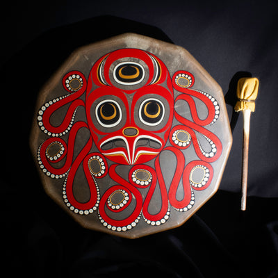 Hand Painted  Octopus drum with Drum Stick