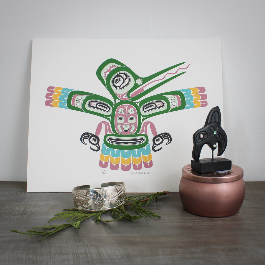 Hldants 'iGid (Hummingbird) by Iljuuwaas Tyson Brown (Haida)