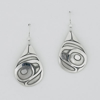 Sterling Silver Tear Drop Formline Earrings by Danika Saunders (Nuxalk)