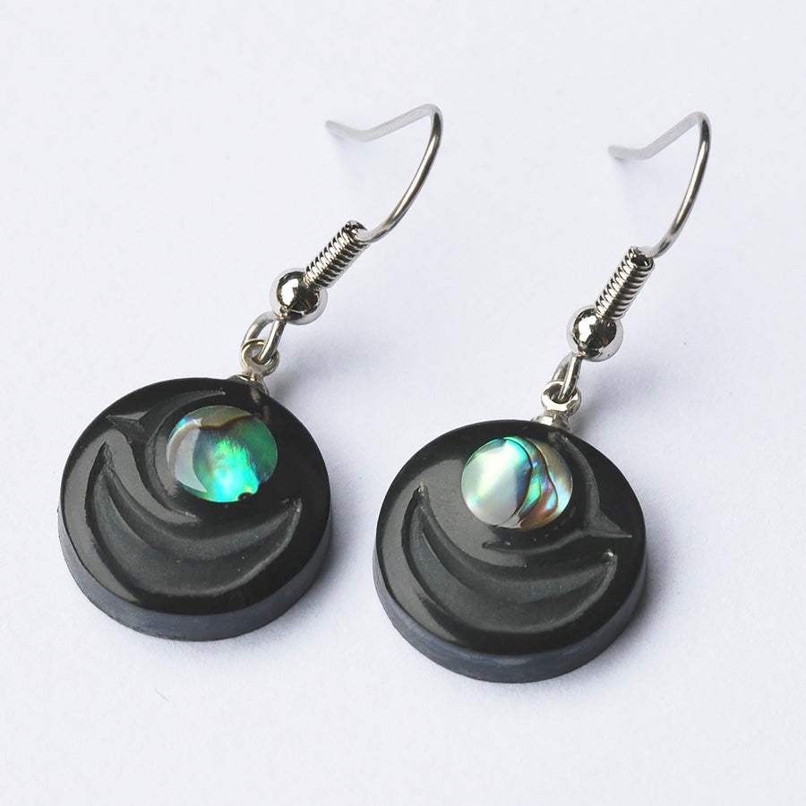 Argillite Salmon Egg Earrings by Amy Edgars (Haida)